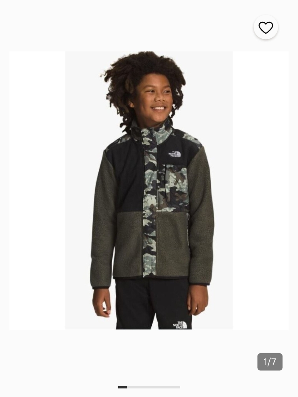AUTHENTIC The North Face Kids' Camouflage & Olive Fleece Jacket
